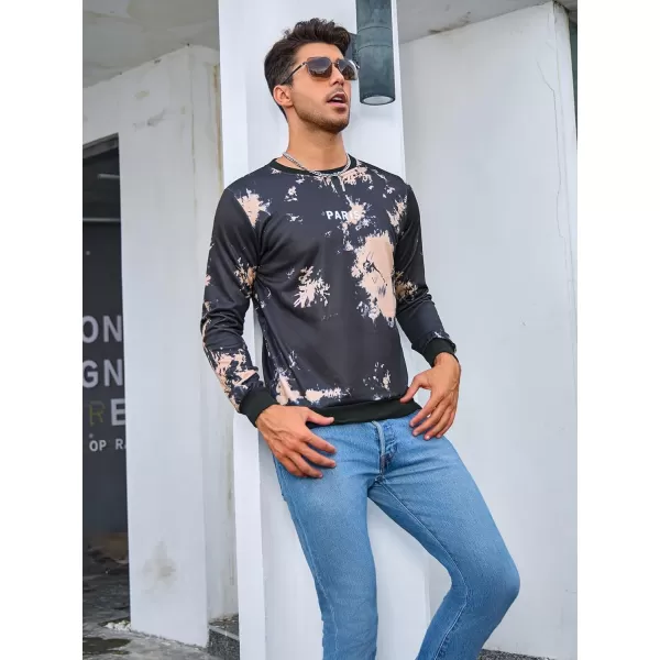 WDIRARA Men's Letter Graphic Print Round Neck Long Sleeve Sweatshirt Pullovers