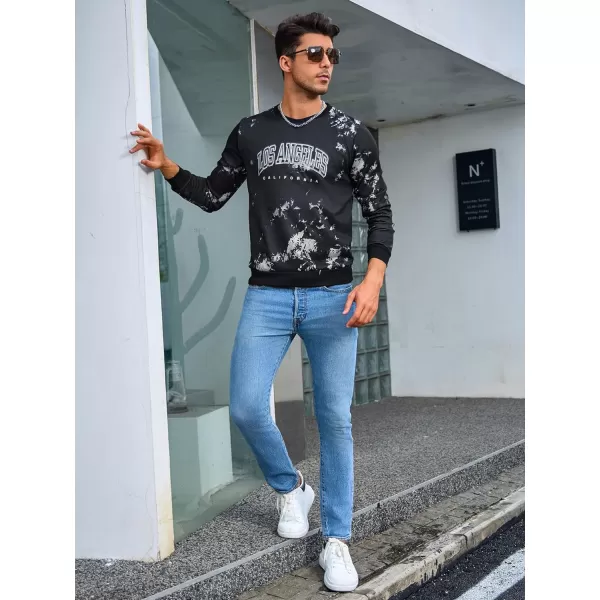 WDIRARA Men's Letter Graphic Print Round Neck Long Sleeve Sweatshirt Pullovers
