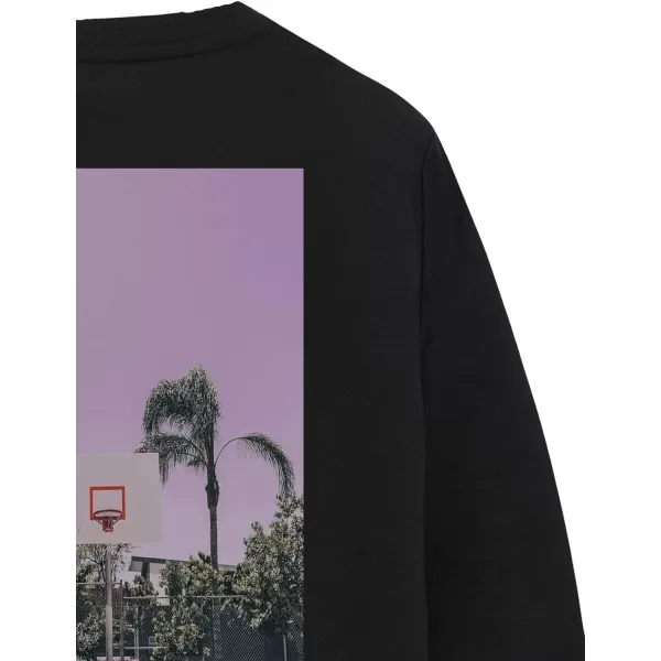 WDIRARA Men's Letter Graphic Print Round Neck Long Sleeve Sweatshirt Pullovers
