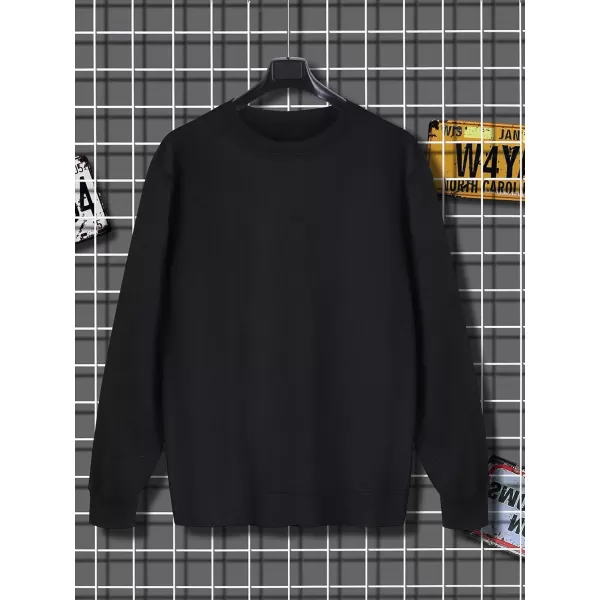 WDIRARA Men's Letter Graphic Print Round Neck Long Sleeve Sweatshirt Pullovers