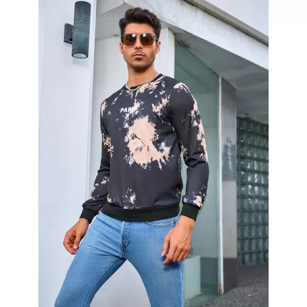 WDIRARA Men's Letter Graphic Print Round Neck Long Sleeve Sweatshirt Pullovers