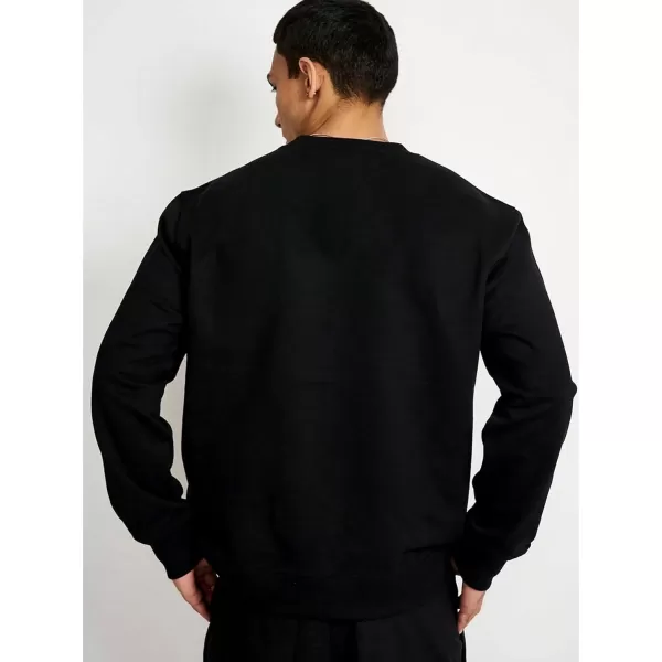 WDIRARA Men's Letter Graphic Print Round Neck Long Sleeve Sweatshirt Pullovers