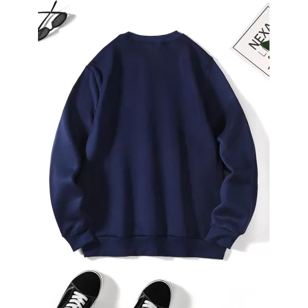 WDIRARA Men's Letter Graphic Print Round Neck Long Sleeve Sweatshirt Pullovers