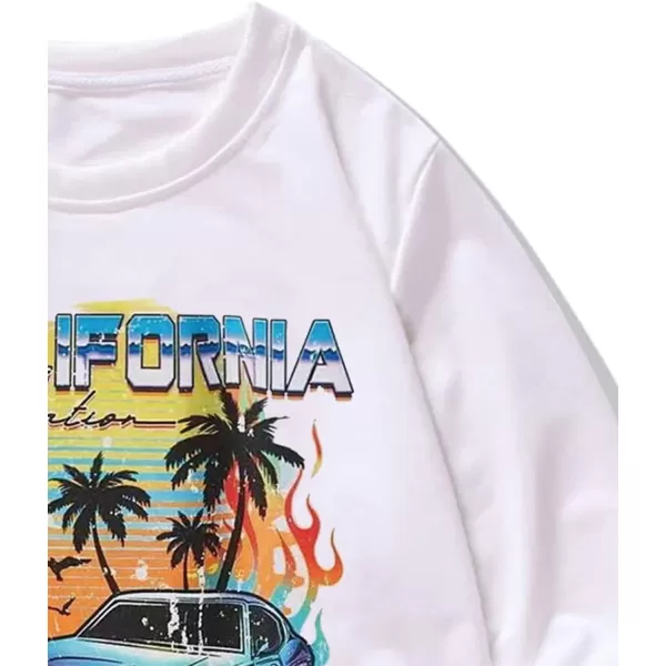 WDIRARA Men's Letter Graphic Print Round Neck Long Sleeve Sweatshirt Pullovers
