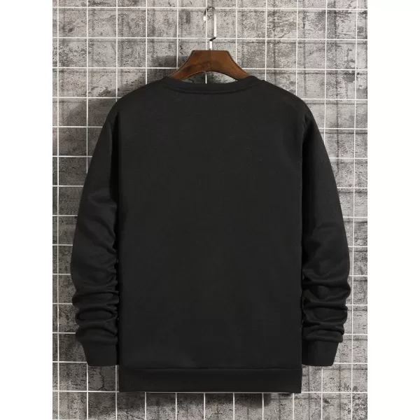 WDIRARA Men's Letter Graphic Print Round Neck Long Sleeve Sweatshirt Pullovers