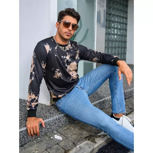 WDIRARA Men's Letter Graphic Print Round Neck Long Sleeve Sweatshirt Pullovers