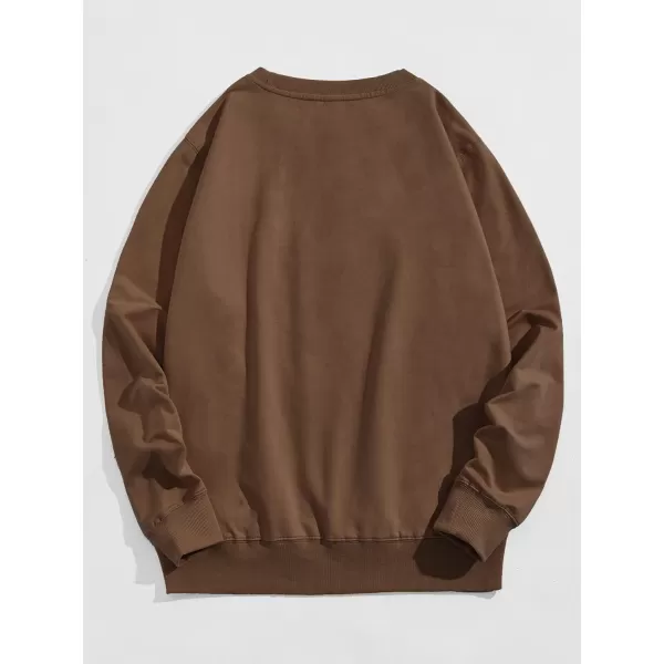 WDIRARA Men's Letter Graphic Print Round Neck Long Sleeve Sweatshirt Tops Pullovers