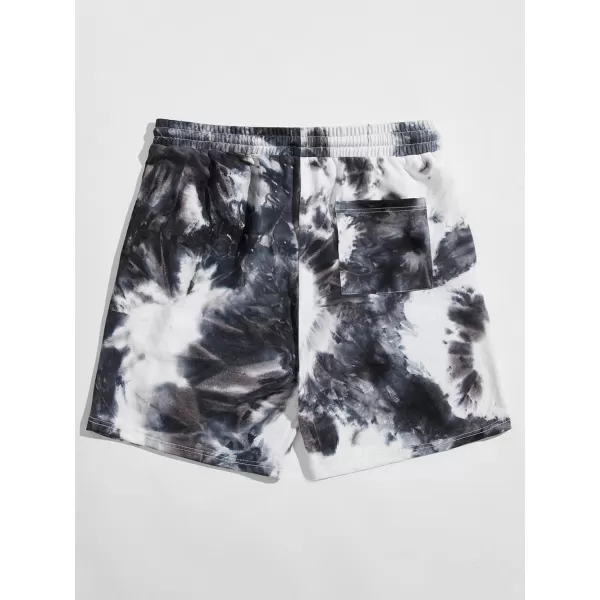WDIRARA Men's Letter Graphic Tie Dye Drawstring Waist Workout Shorts with Pockets