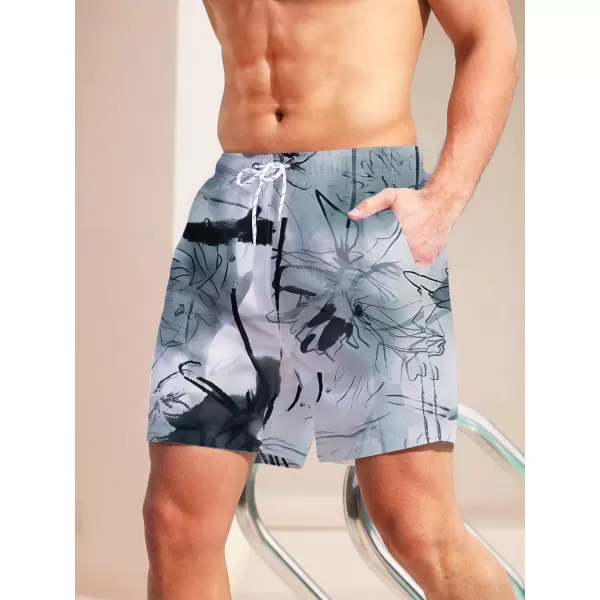 WDIRARA Men's Letter Graphic Tie Dye Drawstring Waist Workout Shorts with Pockets