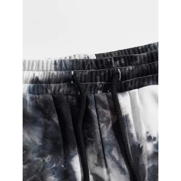 WDIRARA Men's Letter Graphic Tie Dye Drawstring Waist Workout Shorts with Pockets
