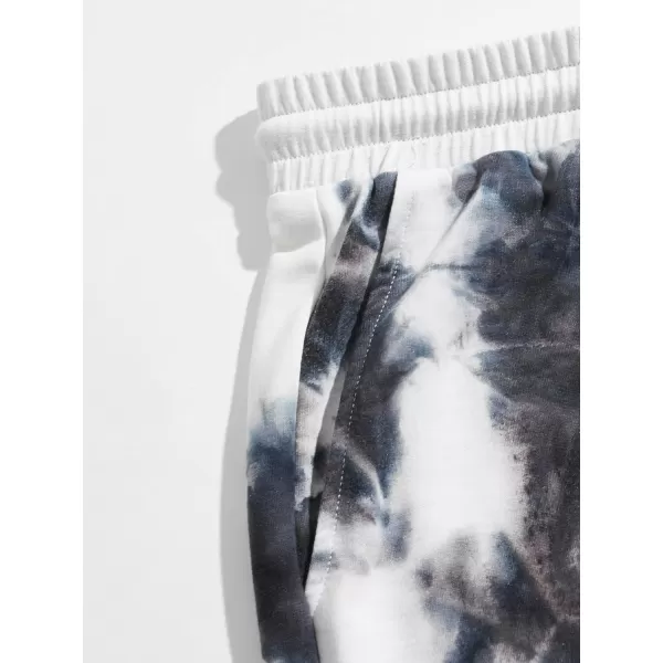 WDIRARA Men's Letter Graphic Tie Dye Drawstring Waist Workout Shorts with Pockets