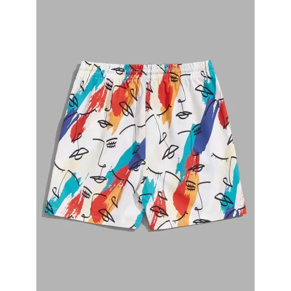 WDIRARA Men's Letter Graphic Tie Dye Drawstring Waist Workout Shorts with Pockets