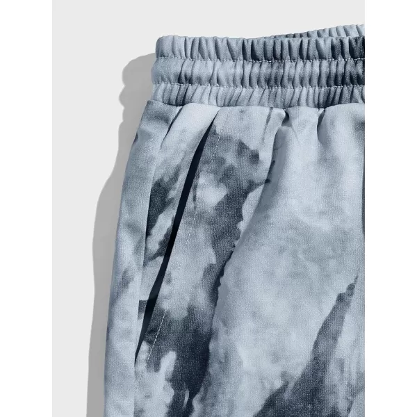 WDIRARA Men's Letter Graphic Tie Dye Drawstring Waist Workout Shorts with Pockets