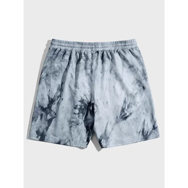 WDIRARA Men's Letter Graphic Tie Dye Drawstring Waist Workout Shorts with Pockets