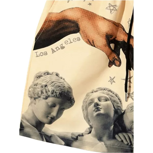 WDIRARA Men's Letter Graphic Tie Dye Drawstring Waist Workout Shorts with Pockets