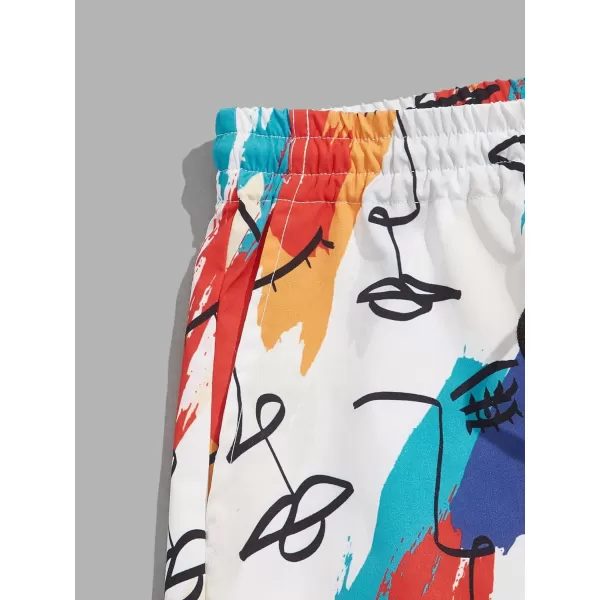 WDIRARA Men's Letter Graphic Tie Dye Drawstring Waist Workout Shorts with Pockets