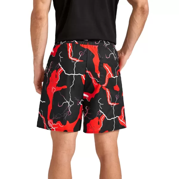 WDIRARA Men's Lightning Graphic Print Drawstring Casual Summer Beach Shorts