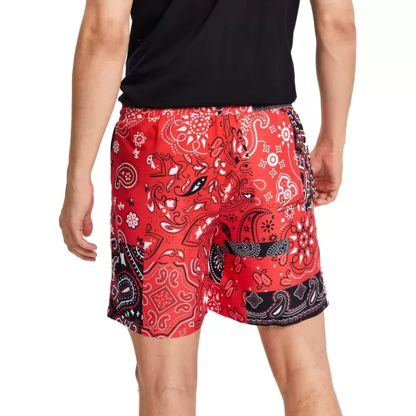 WDIRARA Men's Lightning Graphic Print Drawstring Casual Summer Beach Shorts