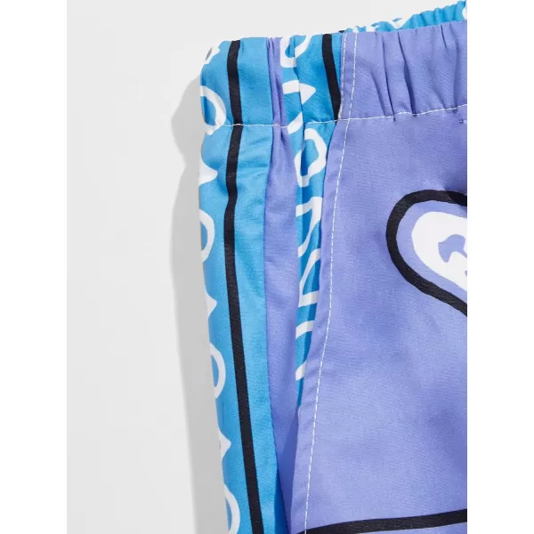 WDIRARA Men's Lightning Graphic Print Drawstring Casual Summer Beach Shorts