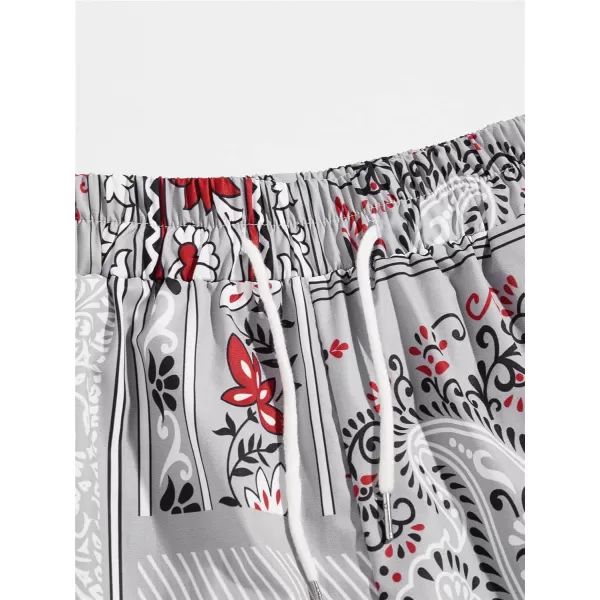 WDIRARA Men's Lightning Graphic Print Drawstring Casual Summer Beach Shorts