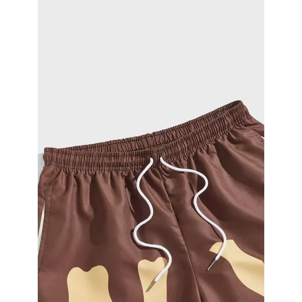 WDIRARA Men's Lightning Graphic Print Drawstring Casual Summer Beach Shorts