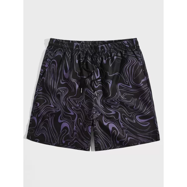 WDIRARA Men's Lightning Graphic Print Drawstring Casual Summer Beach Shorts