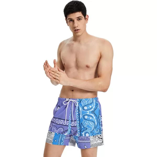 WDIRARA Men's Lightning Graphic Print Drawstring Casual Summer Beach Shorts