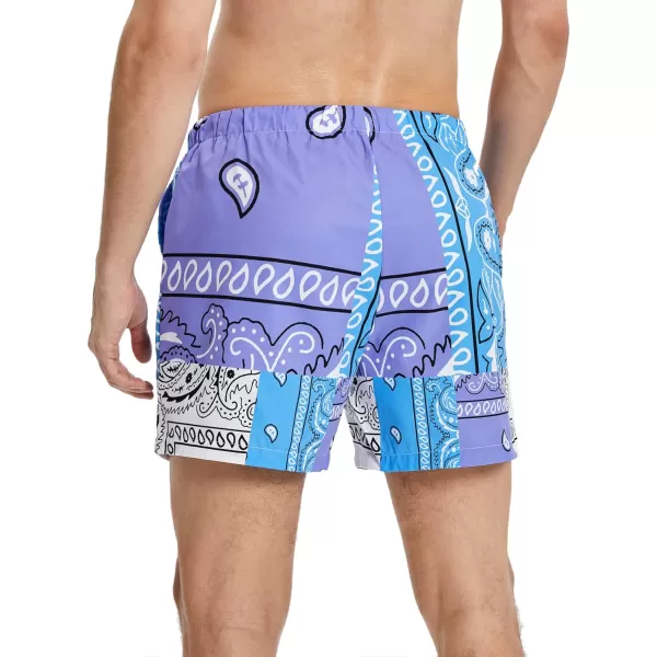 WDIRARA Men's Lightning Graphic Print Drawstring Casual Summer Beach Shorts