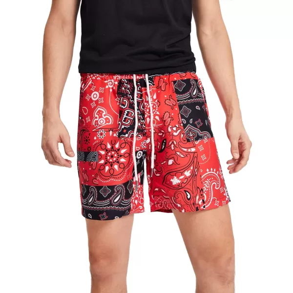 WDIRARA Men's Lightning Graphic Print Drawstring Casual Summer Beach Shorts
