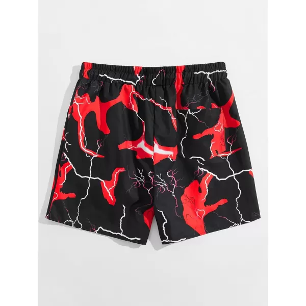 WDIRARA Men's Lightning Graphic Print Drawstring Casual Summer Beach Shorts