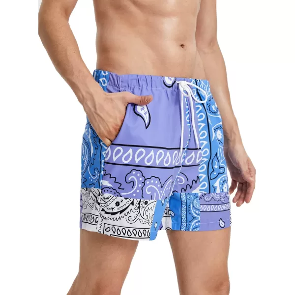 WDIRARA Men's Lightning Graphic Print Drawstring Casual Summer Beach Shorts