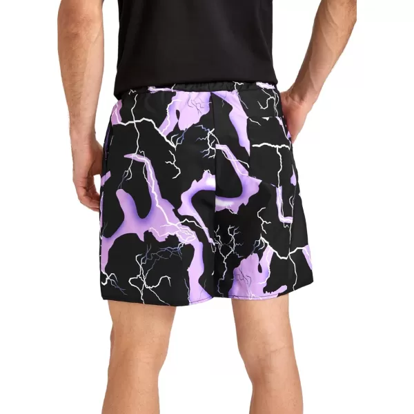 WDIRARA Men's Lightning Graphic Print Drawstring Casual Summer Beach Shorts