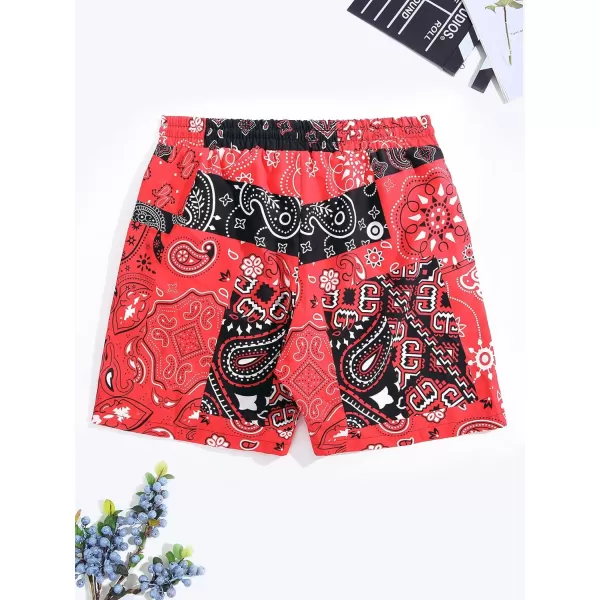 WDIRARA Men's Lightning Graphic Print Drawstring Casual Summer Beach Shorts
