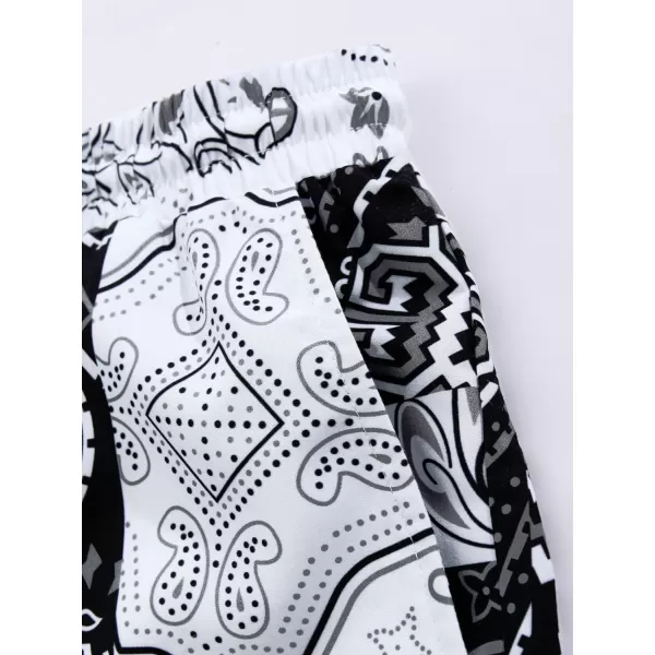 WDIRARA Men's Lightning Graphic Print Drawstring Casual Summer Beach Shorts