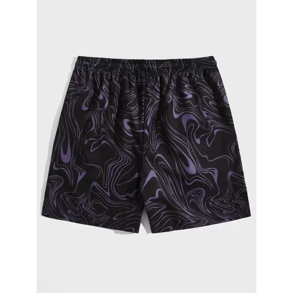 WDIRARA Men's Lightning Graphic Print Drawstring Casual Summer Beach Shorts