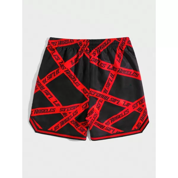 WDIRARA Men's Lightning Graphic Print Drawstring Casual Summer Beach Shorts