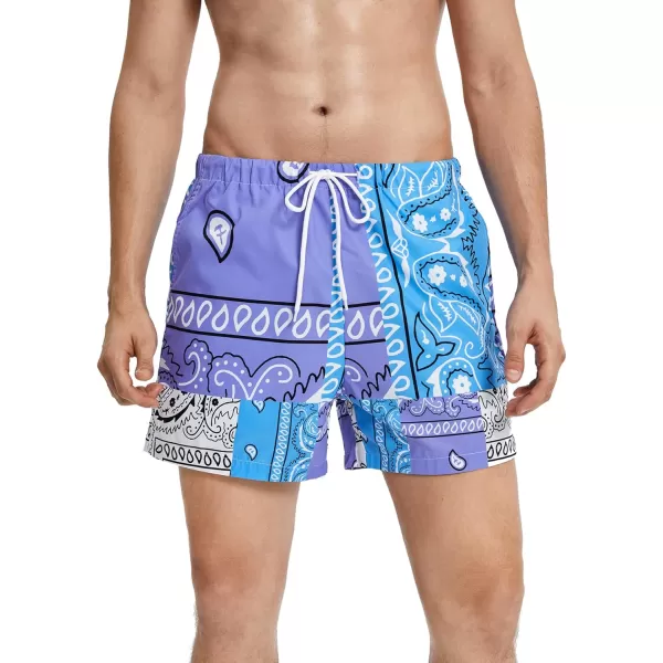 WDIRARA Men's Lightning Graphic Print Drawstring Casual Summer Beach Shorts