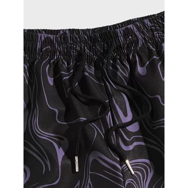 WDIRARA Men's Lightning Graphic Print Drawstring Casual Summer Beach Shorts