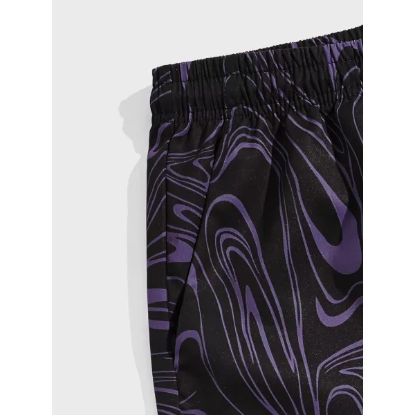 WDIRARA Men's Lightning Graphic Print Drawstring Casual Summer Beach Shorts