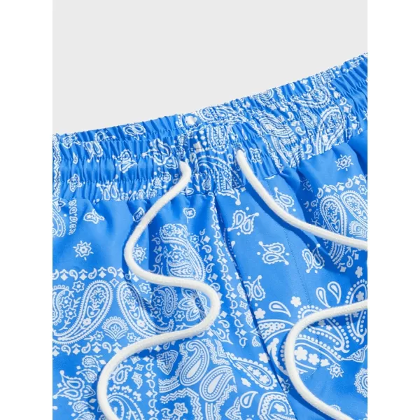 WDIRARA Men's Paisley Print Drawstring Waist Summer Casual Shorts with Pockets