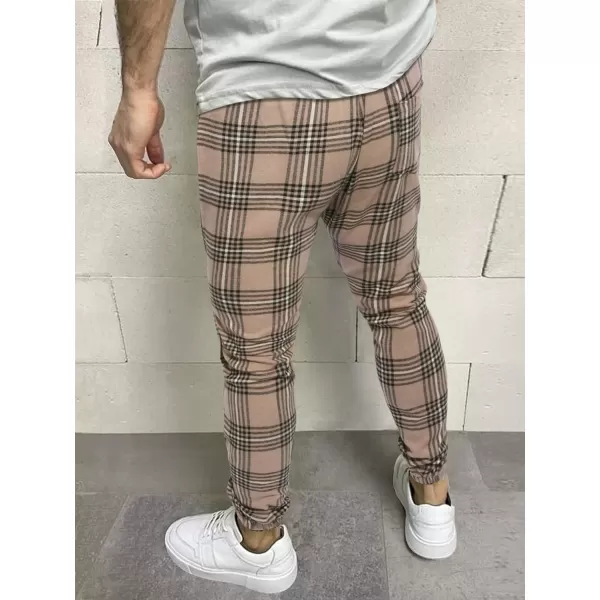WDIRARA Men's Plaid Drawstring Waist Joggers Active Sweatpants with Pockets