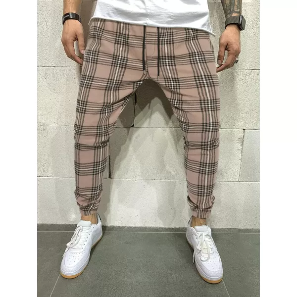 WDIRARA Men's Plaid Drawstring Waist Joggers Active Sweatpants with Pockets