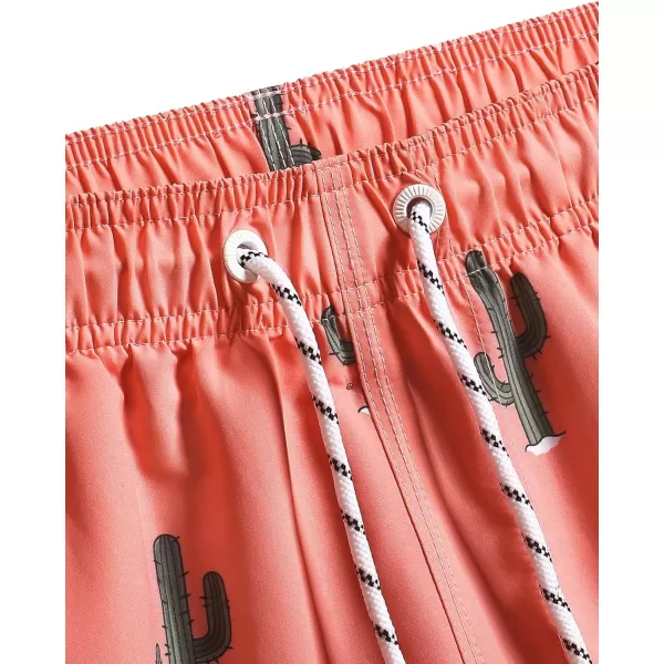 WDIRARA Men's Plant Print Patch Drawstring Waist Summer Beach Hawaii Swim Trunks Shorts