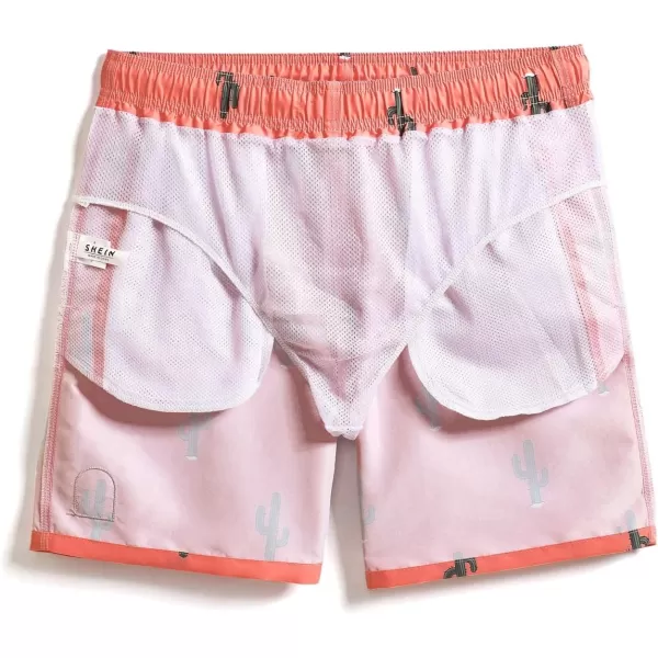 WDIRARA Men's Plant Print Patch Drawstring Waist Summer Beach Hawaii Swim Trunks Shorts