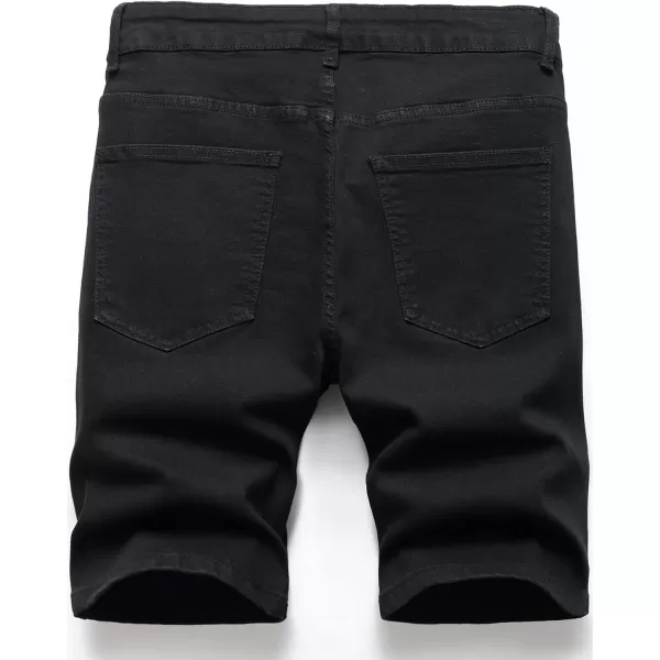 WDIRARA Men's Ripped Denim Shorts Straight Leg Raw Hem Frayed Distressed Jean Shorts Pants