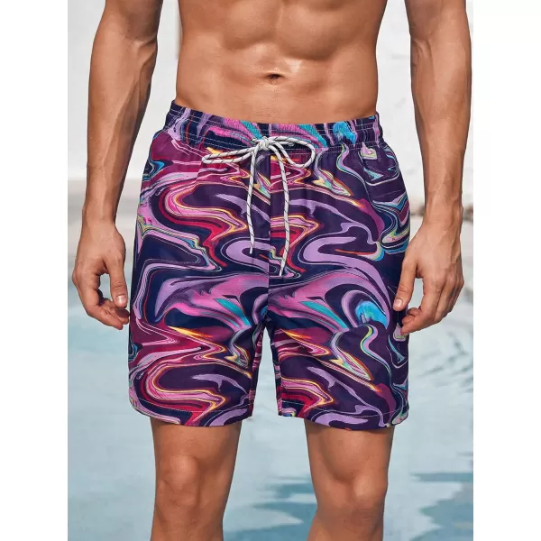 WDIRARA Men's Swim Trunks Elastic Waist Graphic Animal Print Swimwear Board Shorts