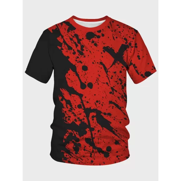 WDIRARA Men's Two Tone Cartoon Graphic Print Short Sleeve T Shirt Round Neck Tee