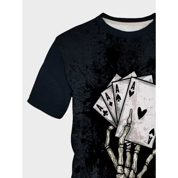 WDIRARA Men's Two Tone Cartoon Graphic Print Short Sleeve T Shirt Round Neck Tee
