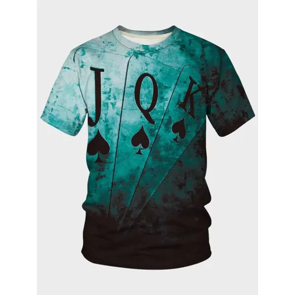 WDIRARA Men's Two Tone Cartoon Graphic Print Short Sleeve T Shirt Round Neck Tee