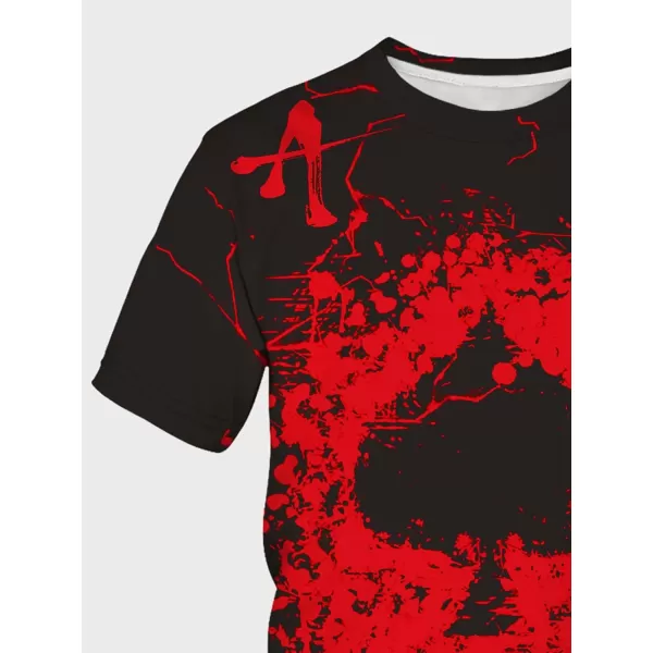 WDIRARA Men's Two Tone Cartoon Graphic Print Short Sleeve T Shirt Round Neck Tee